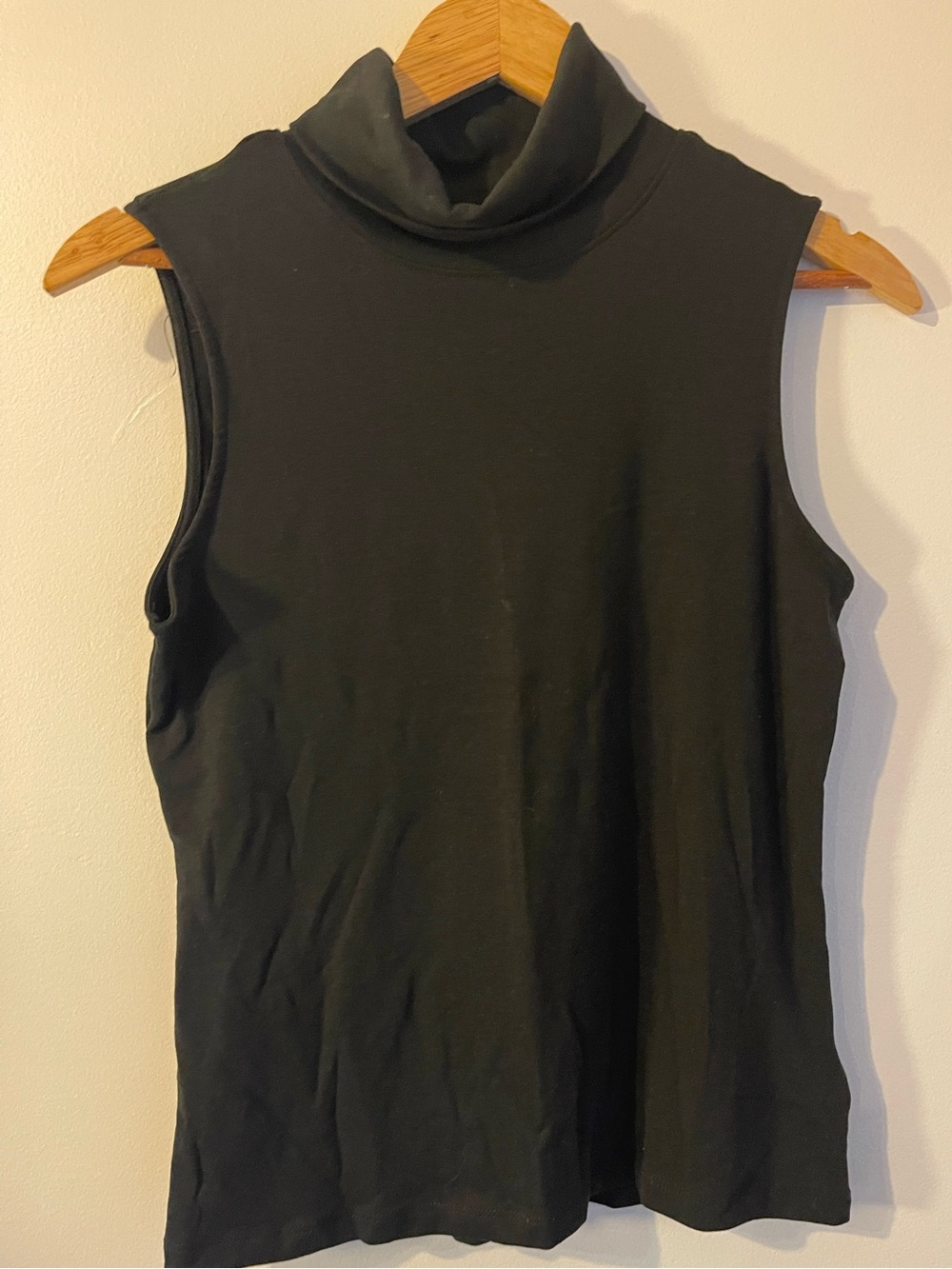 Rachel Zoe Black Pima Cotton Sleeveless Turtleneck L